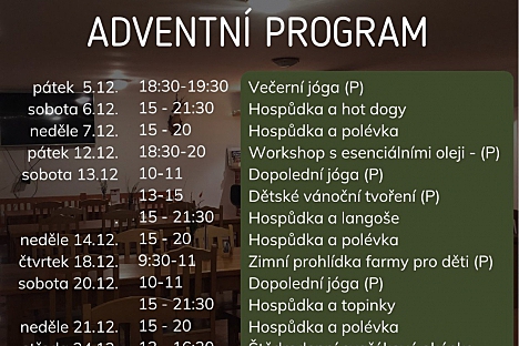 Adventní setkání a předvánoční akce v Penzionu U Skutilů
