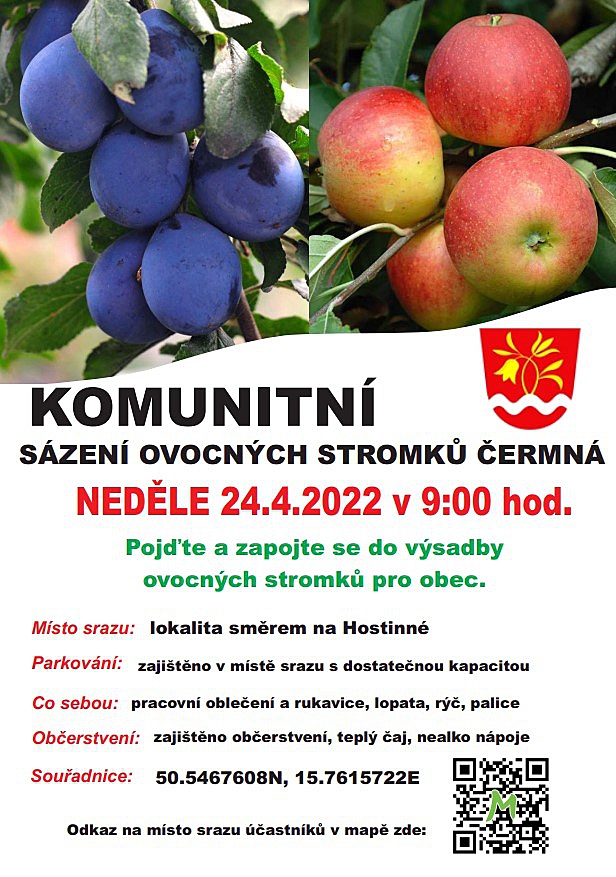 Přijďte a zapojte se do výsadby ovocných stromků